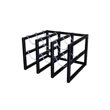Justrite Stainless Steel Cylinder Tube Rack, 3 Wide x 3 Deep, 44"W x 40"D x 30"H, 9 Cylinder Cap. 35138